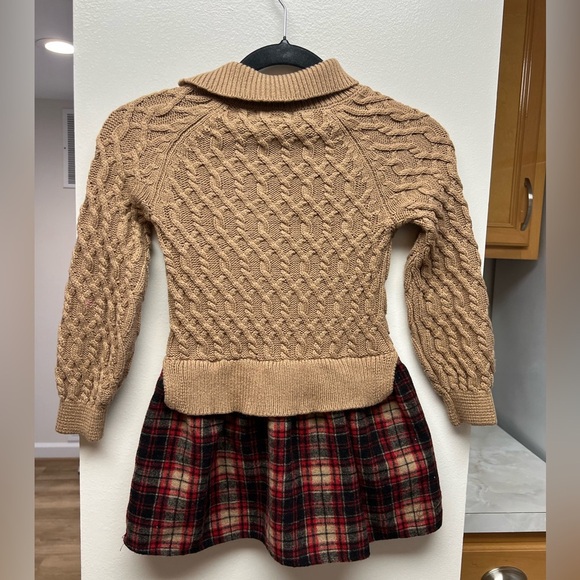 Tommy Bahama Tan Cable Knit Dress with Plaid Skirt - Picture 4 of 6